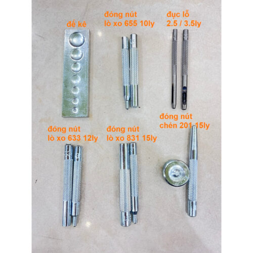 Alternative view of Bộ dụng cụ đóng nút bấm 4 thành phần (nút lò xo 10/12/15mm + nút chén 15mm) gồm 11 món Hàng nhập