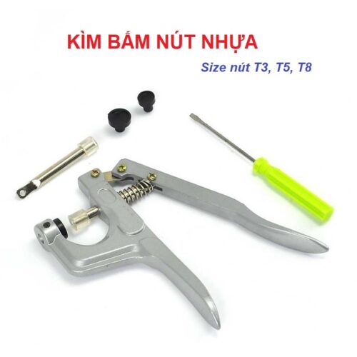 Kìm bấm nút áo mưa nút nhựa Size T3 T5 T8 Bấm lên vải được