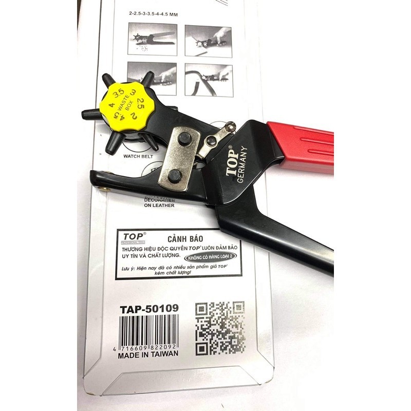 Kềm bấm lỗ 2-2.5-3-3.5-4-4.5mm Kìm chuyên bấm lỗ trên vải, jean, bao nilong, vật liệu da thật Hãng TOP (Kìm xịn bấm vải) - Ảnh 5