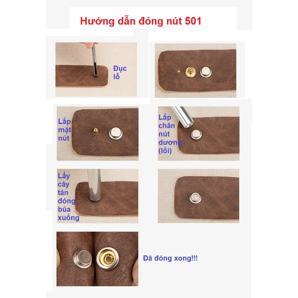 Cây đóng nút bấm 501 15mm (nút bấm 4 thành phần) / Cây đóng nút bấm 503 12mm - Ảnh 3