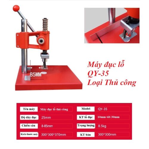 Alternative view of Máy đục lỗ 1 đầu thủ công Model QY-35 Đột lỗ size lớn 14mm,16mm,18mm,20mm.. trên giấy dày, bìa carton, da, bạt, vải