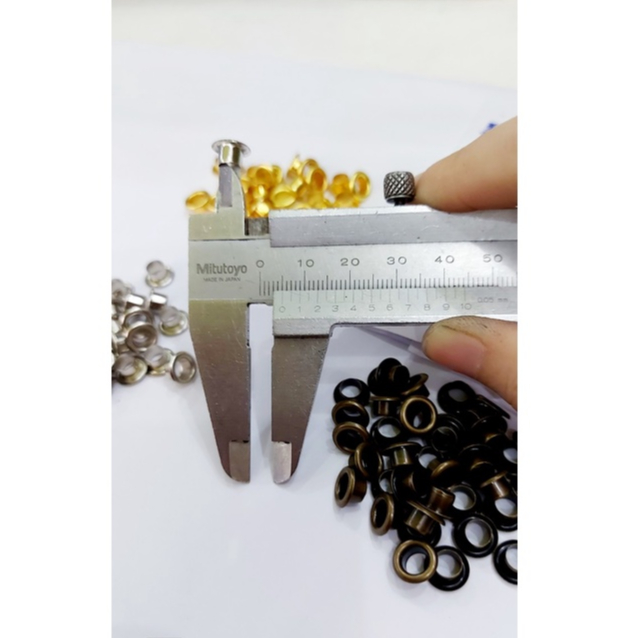 Khoen ore mắt cáo 5mm Bằng Thau không gỉ Màu bạc, vàng, đen, đồng Khuy mắt cáo bấm vải, quần áo, túi xách, đồ da - Ảnh 4