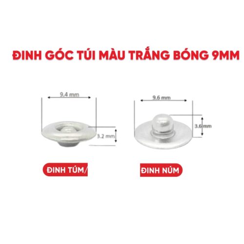 Nút đinh tán cố định túi quần (rivets for pocket) (mẫu đinh túm, đinh núm) 9mm Bằng thau không gỉ Bịch 100 cái