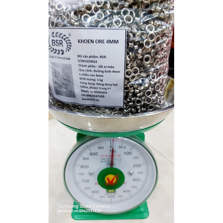 Khoen ore 4mm Khuy mắt cáo bấm túi giấy, thẻ tag Bằng sắt xi Màu bạc Túi 1kg (có / không long đền) Bán sỉ - Ảnh 3