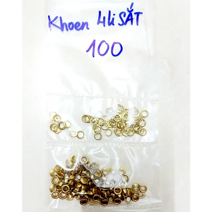 Khoen ore mắt cáo 4mm, 5mm Bằng SẮT Bịch 100 cái Khoen mắt cáo túi giấy, thẻ tag (KHÔNG XÀI CHO KÌM ĐƯỢC) - Ảnh 4