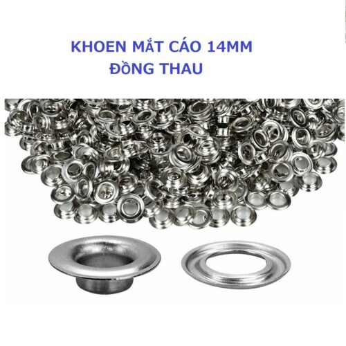 Khoen ore 14mm Khoen mắt cáo 14 ly Chân Cao 6mm Túi 100 cái Bằng Thau không gỉ Khuy mắt cáo bấm vải Phụ liệu may mặc
