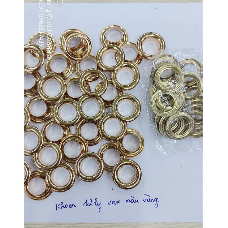 Khoen ore 12mm Khoen mắt cáo 12 ly Bằng INOX không gỉ MÀU VÀNG Khuy mắt cáo bấm vải Phụ liệu may mặc cao cấp - Ảnh 4