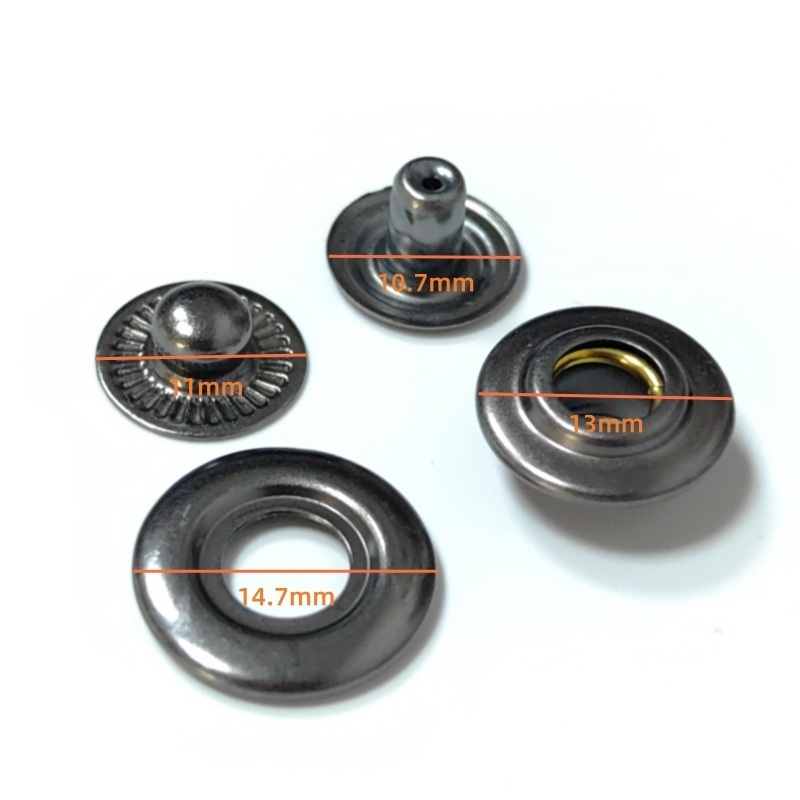 Nút bấm 4 thành phần (Mẫu SPK mắt cá) Size 15mm, 17mm, 18m Thau không gỉ nút áo da cao cấp, áo khoác, quần jean - Ảnh 4
