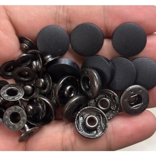 Nút bấm 4 thành phần (nút bóp, nút lò xo) Sơn đen bóng đen nhám Bằng Thau không gỉ Size 12mm,15mm