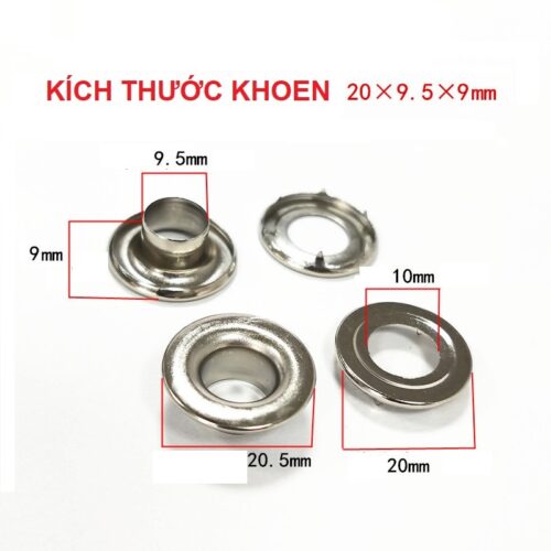 Khoen ore mắt cáo 10mm Chân cao 9mm Khoen bạt PVC, HDPE, bạt lưới, bạt xe tải Bằng thau không gỉ