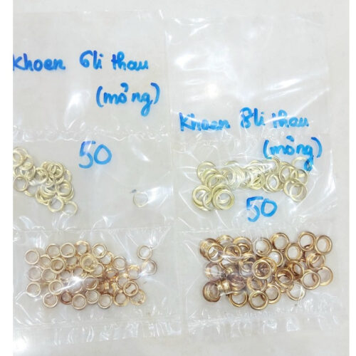 Khoen ore loại 5li,6li,8li,10li không rỉ sét (Khoen bằng thau loại mỏng) Màu bạc Màu vàng Bịch 100 cái Có long đền