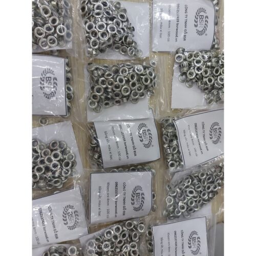 Alternative view of Khoen ore mắt cáo 3mm,4mm,5mm,6mm,7mm,9mm,10mm,11mm,12mm,13mm,14mm,15mm,16mm Sắt xi BẠC Khuy oze bấm bạt Túi 100 cái