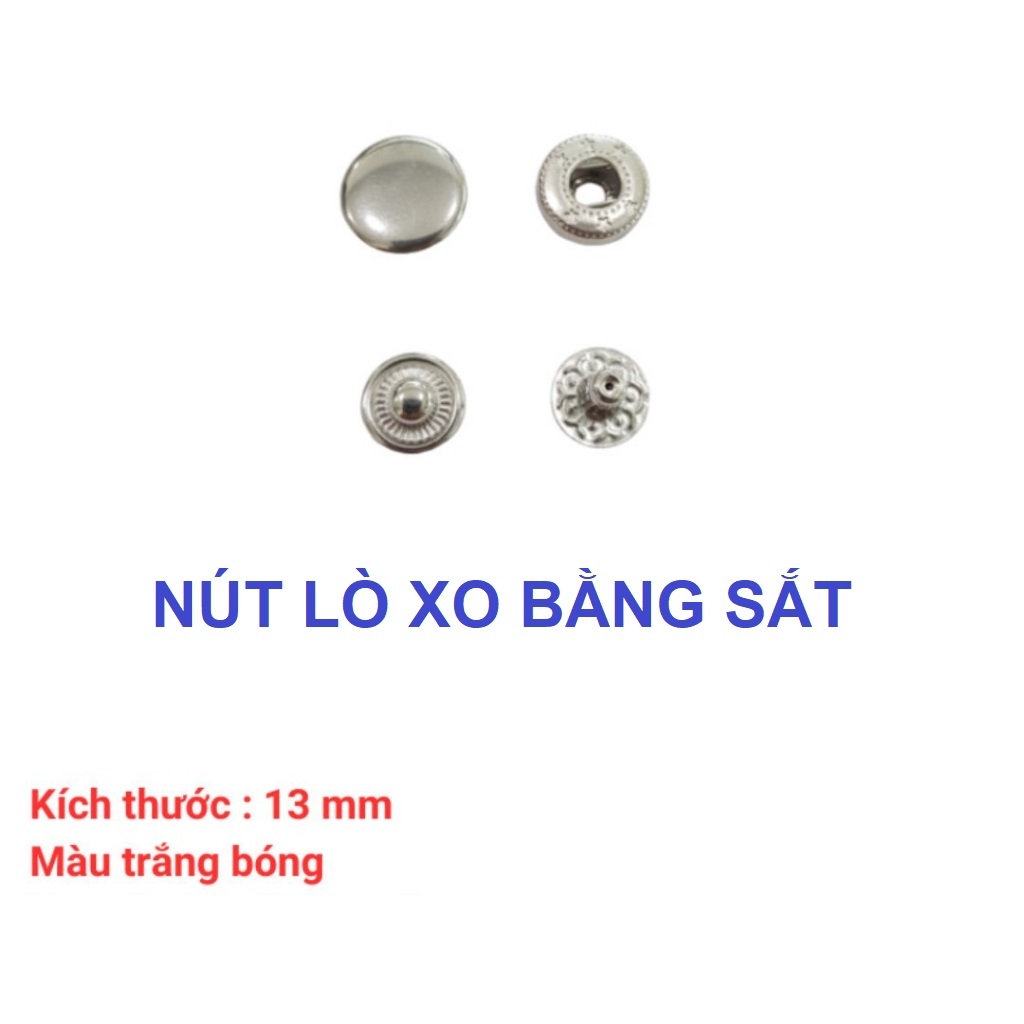Nút bấm 4 thành phần (nút bóp, nút lò xo) Bằng SẮT Size 10mm,12mm,15mm Dùng làm đồ thủ công - Ảnh 3