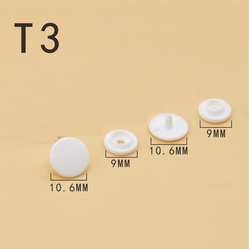 Nút bấm nhựa 4 chi tiết Nút áo mưa, nút áo sơ mi, nút bấm bìa hồ sơ Size T3 T5 T8 Bấm lên vải,bạt,simili,nhựa,giấy được - Ảnh 2