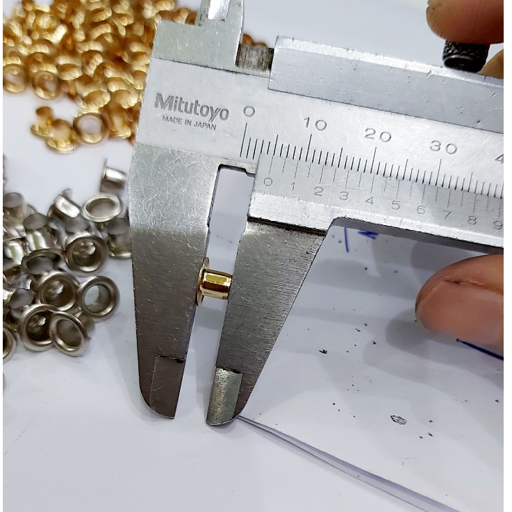 Khoen ore mắt cáo 4mm Chân cao 5ly Bằng Thau không gỉ Màu bạc màu vàng Khuy mắt cáo bấm vải, quần áo, túi xách, đồ da - Ảnh 3