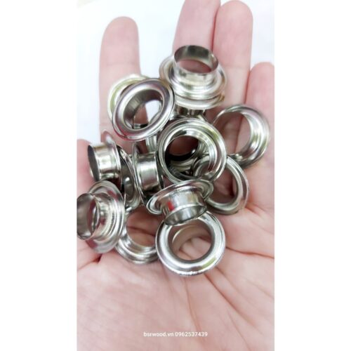 Alternative view of Khoen bạt khoen ore 14mm Chân cao 7mm Khuy mắt cáo đóng bạt 14ly Bằng sắt Màu bạc Bịch 100 cái + 100 long đền