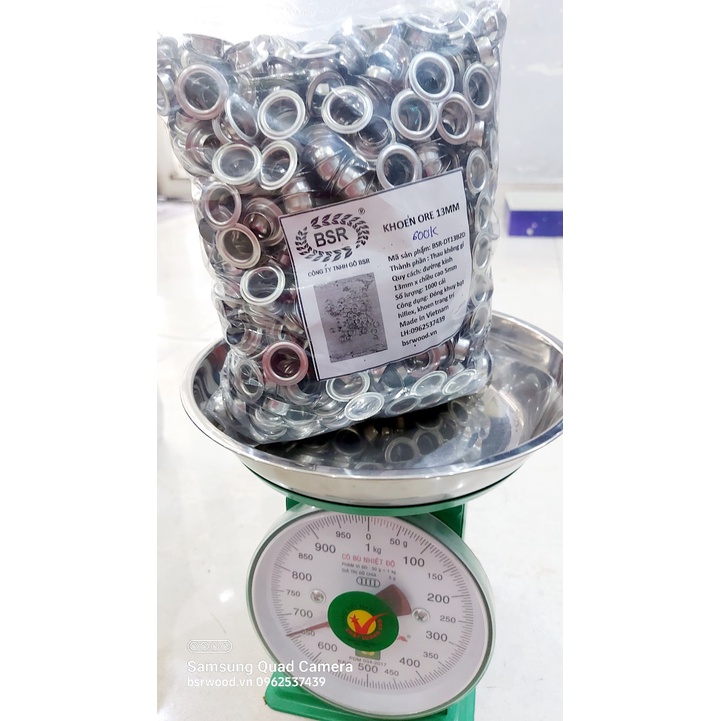 Khoen ore 13mm Bằng Thau không gỉ xi Màu BẠC Bán sỉ 1000 cái KHÔNG long đền Khuy mắt cáo 13ly đóng quần áo, bạt - Ảnh 4