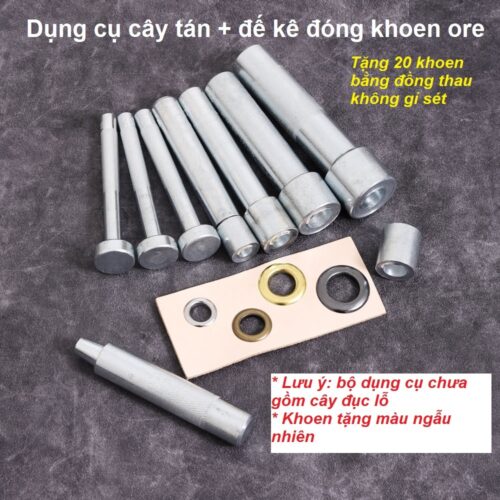 Combo bộ cây tán khoen + đế kê +20 khoen (màu ngẫu nhiên, có long đền) Đóng khoen áo quần,đồ thủ công