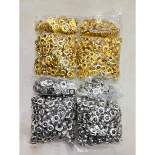 Khoen mắt cáo ore 8mm Sắt xi màu Vàng màu Bạc (Túi 400 khoen + 400 long đền)