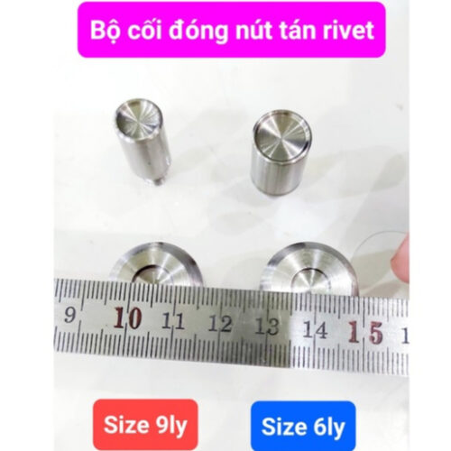 Bộ cối đóng nút tán 2 mặt (nút rivet) Size 6ly, 9ly Bằng thép trắng Dùng cho máy đóng nút thủ công BSR-DKJ819