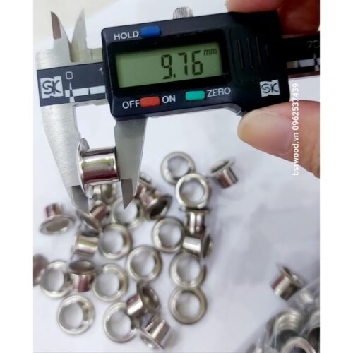 Alternative view of Khoen ore mắt cáo 10mm Chân cao 10mm Khuy luồn oze Khuy đột bạt,khoen bạt Bằng sắt xi Màu bạc Có long đền
