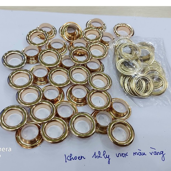 Khoen ore 12mm Khoen mắt cáo 12 ly Bằng INOX không gỉ MÀU VÀNG Khuy mắt cáo bấm vải Phụ liệu may mặc cao cấp - Ảnh 2