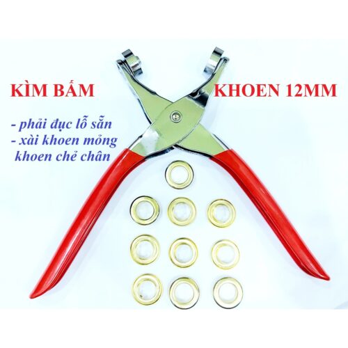 Kìm bấm khoen 12mm Bấm khoen lên giấy, bạt (không bấm lên vải)