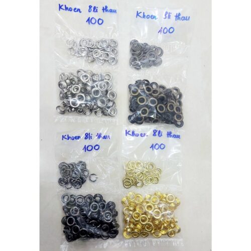 Alternative view of Khoen ore 8mm Khoen mắt cáo 8ly Thau không gỉ Khuy mắt cáo bấm vải Túi 100 cái (có long đền) Màu bạc/ vàng/ đồng