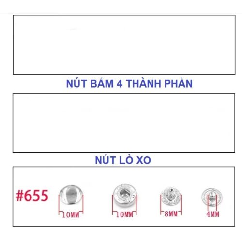 Alternative view of Dụng cụ đóng nút bóp (nút lò xo) Mã nút 655 Size 10mm (nút bấm 4 thành phần) gồm 2 cây tán