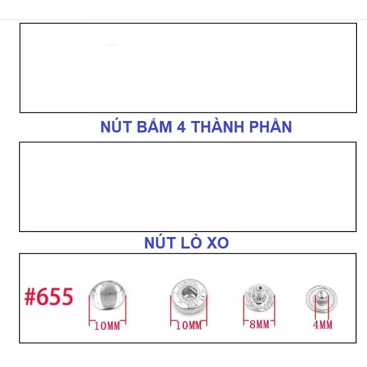 Dụng cụ đóng nút bóp (nút lò xo) Mã nút 655 Size 10mm (nút bấm 4 thành phần) gồm 2 cây tán - Ảnh 2