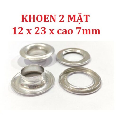 Khoen mắt cáo 12 x 23mm Đồng thau xịn Khuy bạt 12mm Chân cao 7mm Khoen 2 mặt