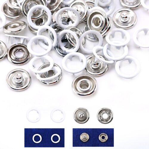 Nút bấm vành 9mm Cúc áo em bé 4 chi tiết Nút bấm 5 chấu Sơn màu trắng Màu đen Bằng thau không gỉ