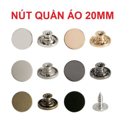 Nút quần áo (Mặt gương sáng bóng) Size 20mm Kim loại cao cấp không gỉ sét Cúc áo trang trí áo khoác, cúc dạ, áo vest