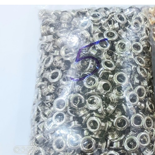 [SỈ] Khoen ore 5mm Khoen mắt cáo 5 ly Bằng INOX không gỉ Màu bạc sáng bóng Bịch lớn 1000 cái Mắt cáo bấm vải Phụ liệu
