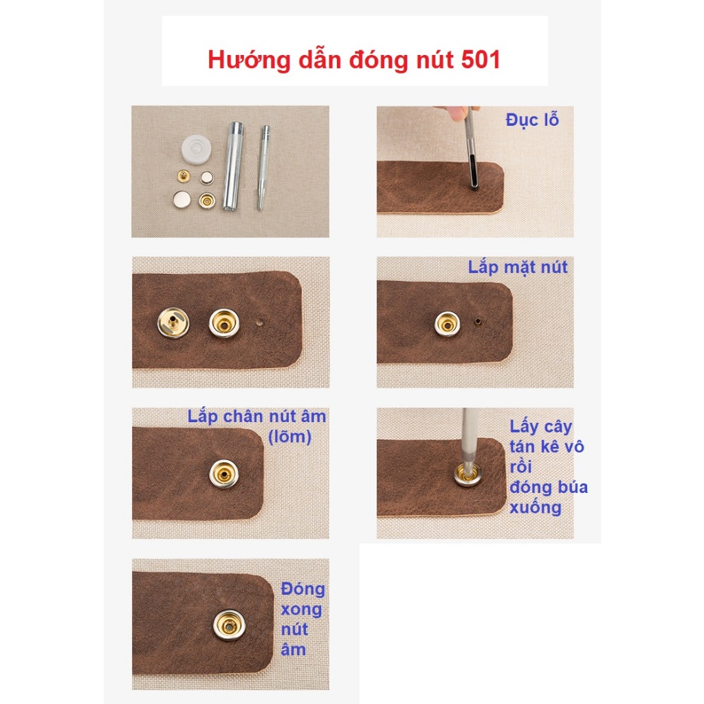 Cây đóng nút bấm 501 15mm (nút bấm 4 thành phần) / Cây đóng nút bấm 503 12mm - Ảnh 2