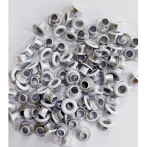 Khoen ore 4mm Khuy mắt cáo 4ly Khoen bấm giày bata, bấm túi giấy, bấm bao bì Bằng NHÔM Bọc sơn trắng Túi 100 cái