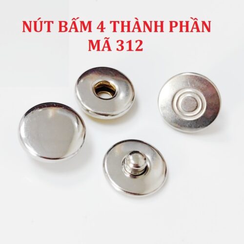 Alternative view of Nút bấm 4 thành phần Mã 312 Size 12mm Thau không gỉ nút áo da cao cấp, áo khoác, quần jean