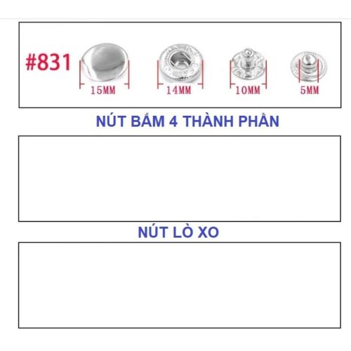 Alternative view of Dụng cụ đóng nút bóp (nút lò xo) Mã nút 831 Size 15mm (nút bấm 4 thành phần) gồm 2 cây tán