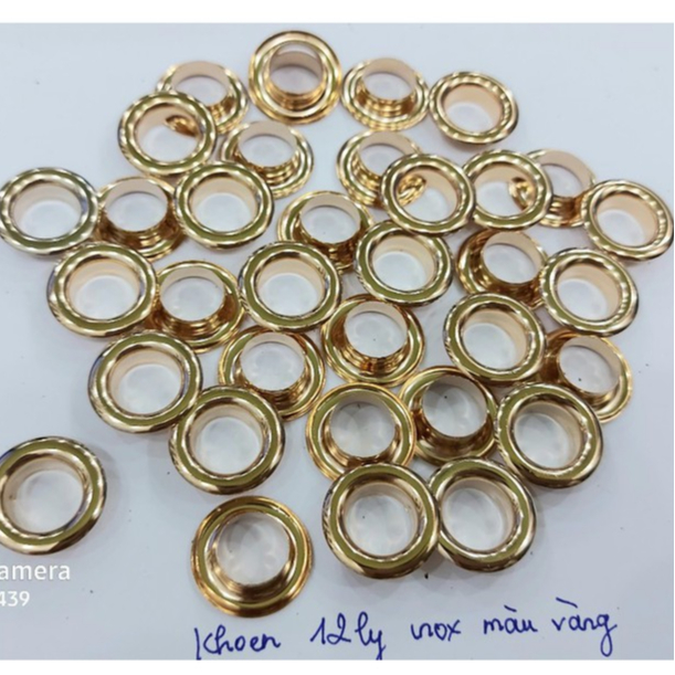 Khoen ore 12mm Khoen mắt cáo 12 ly Bằng INOX không gỉ MÀU VÀNG Khuy mắt cáo bấm vải Phụ liệu may mặc cao cấp