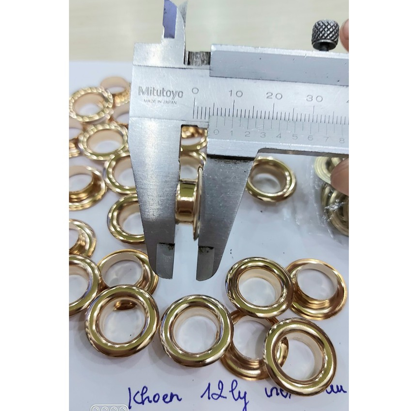 Khoen ore 12mm Khoen mắt cáo 12 ly Bằng INOX không gỉ MÀU VÀNG Khuy mắt cáo bấm vải Phụ liệu may mặc cao cấp - Ảnh 6