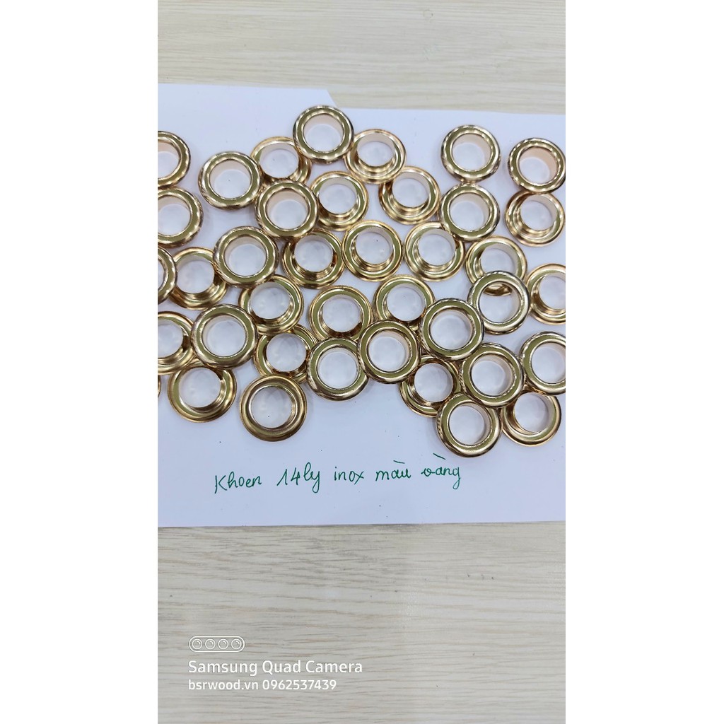 Khoen ore 14mm Khoen mắt cáo 14 ly Bằng INOX không gỉ MÀU VÀNG Khuy mắt cáo bấm vải Phụ liệu may mặc cao cấp - Ảnh 4