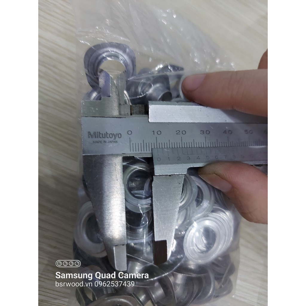 Khoen mắt cáo ore 10mm Khoen bạt 10ly nhôm Khuy mắt cáo đóng bạt, bấm bạt Bằng NHÔM Túi 100 cái + 100 long đền - Ảnh 5