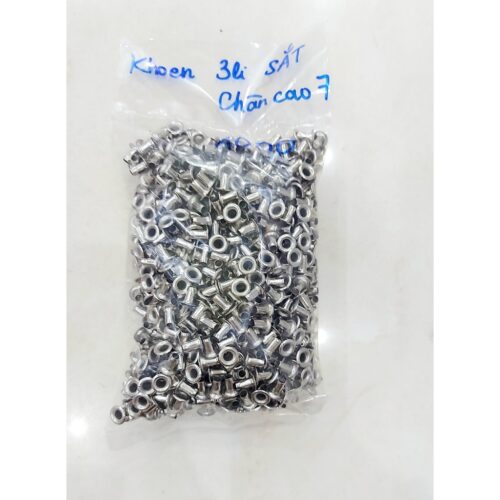 Alternative view of Khoen mắt cáo 3mm (Khoen ore 3 ly) Chân cao 7ly Khuy mắt cáo đóng bạt, túi giấy Bằng sắt Túi 100 cái (không có long đền)