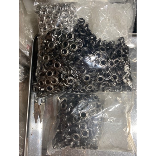 Khoen mắt cáo ore 6mm (khoen 6 ly màu khói) + long đền nhựa Khoen chuyên dùng cho quần áo xuất khẩu - Ảnh 6