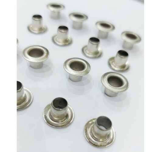 Khoen ore mắt cáo 6mm Chân cao 8mm Khoen đóng formex dày Bằng sắt xi Màu bạc (Khoen đóng máy có cối hít khoen lên trên)