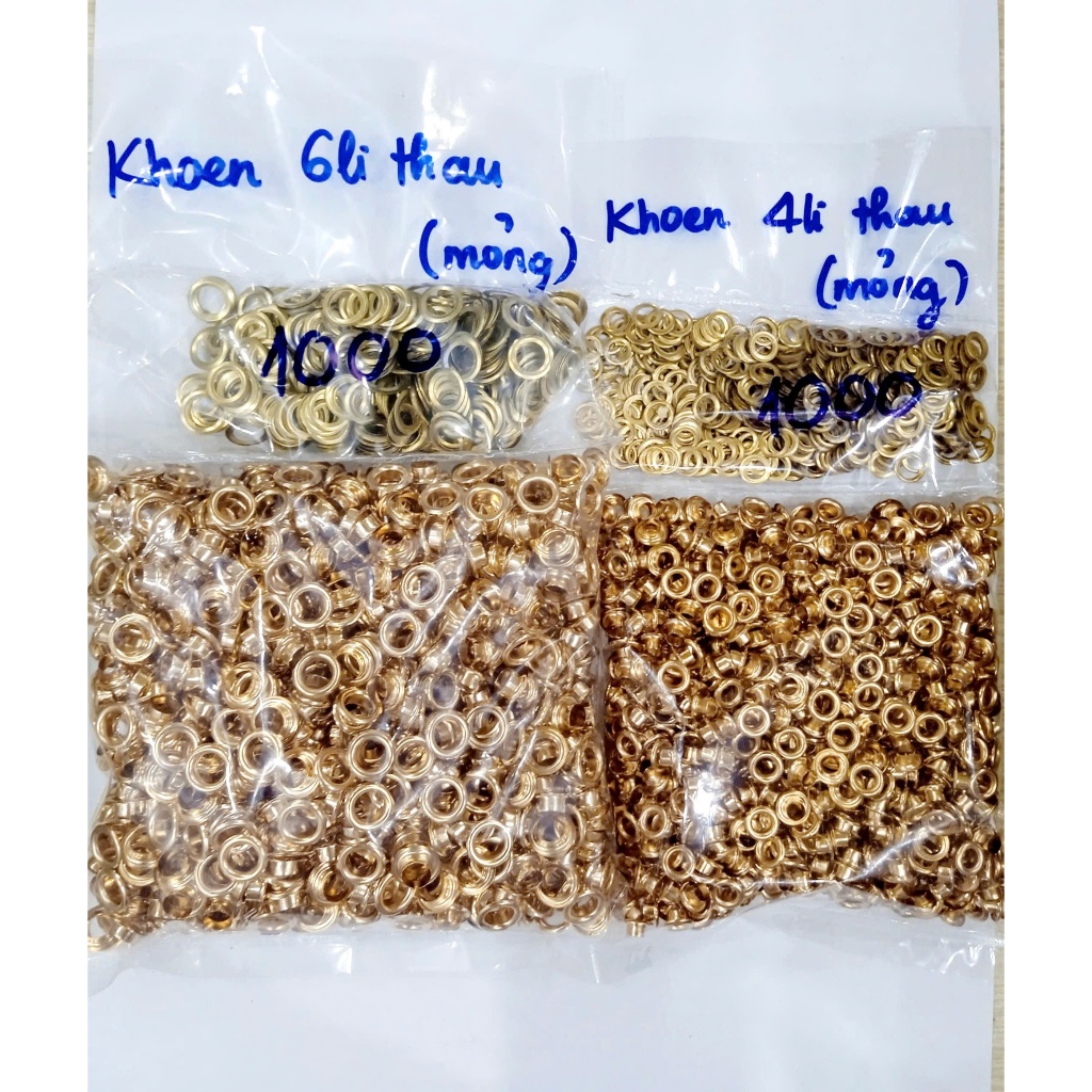 Khoen mắt cáo ore 4mm, 5mm, 6mm, 8mm Thau không gỉ (mỏng) Khuy luồn Chuyên bấm vải Phụ liệu may mặc - Ảnh 5
