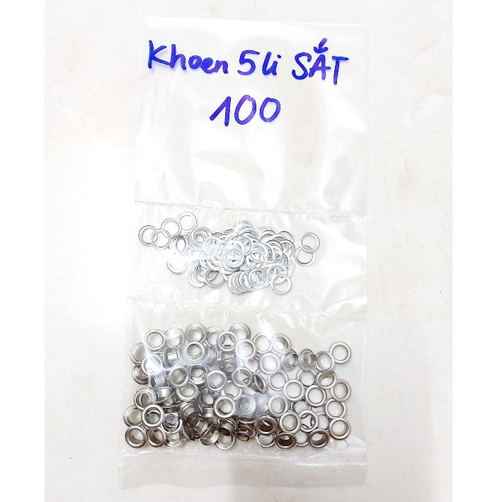 Khoen ore mắt cáo 4mm, 5mm Bằng SẮT Bịch 100 cái Khoen mắt cáo túi giấy, thẻ tag (KHÔNG XÀI CHO KÌM ĐƯỢC) - Ảnh 3