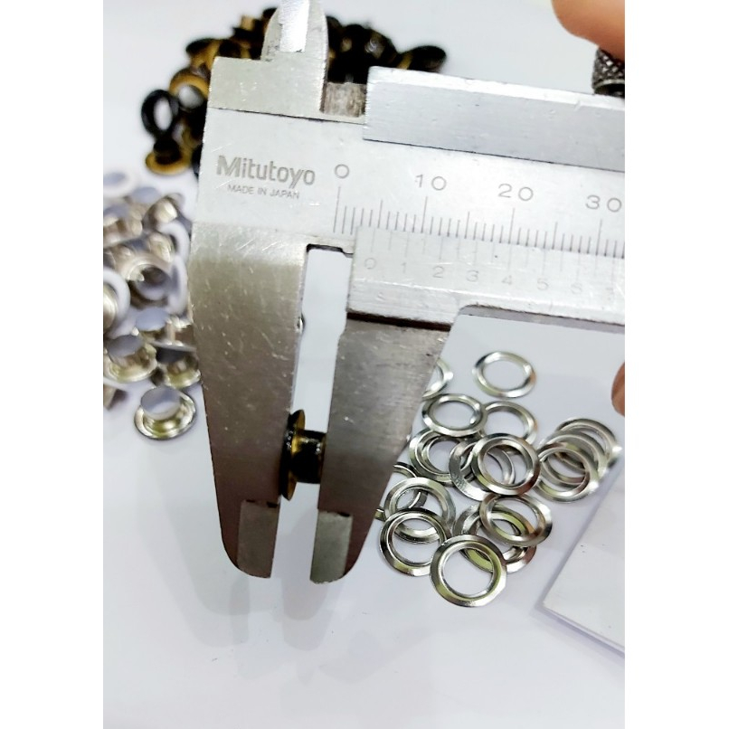 Khoen ore mắt cáo 6mm Bằng thau không gỉ Khoen bọc sơn đen bóng Khuy mắt cáo bấm vải Phụ liệu may mặc túi xách - Ảnh 4