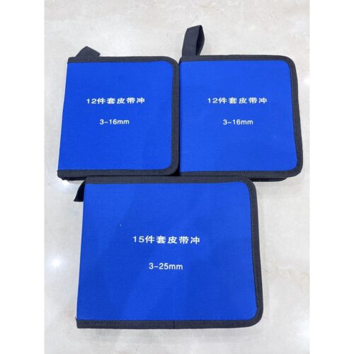 Bộ cây đục lỗ tròn (12 cây 3-16mm / 15 cây 3-25mm) Thép cacbon Sắc bén Hàng nhập loại tốt