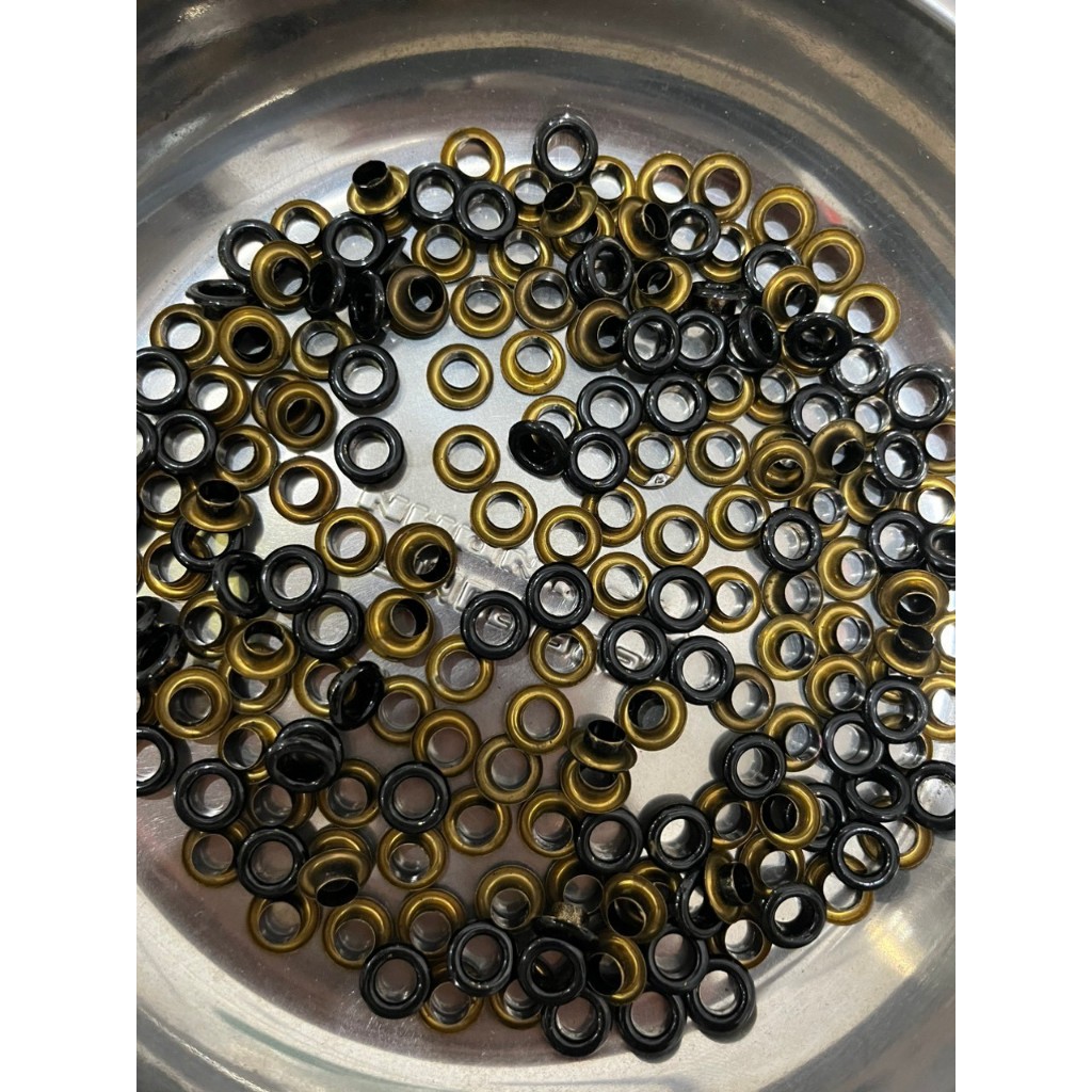 Khoen ore mắt cáo 6mm Bằng thau không gỉ Khoen bọc sơn đen bóng Khuy mắt cáo bấm vải Phụ liệu may mặc túi xách - Ảnh 2